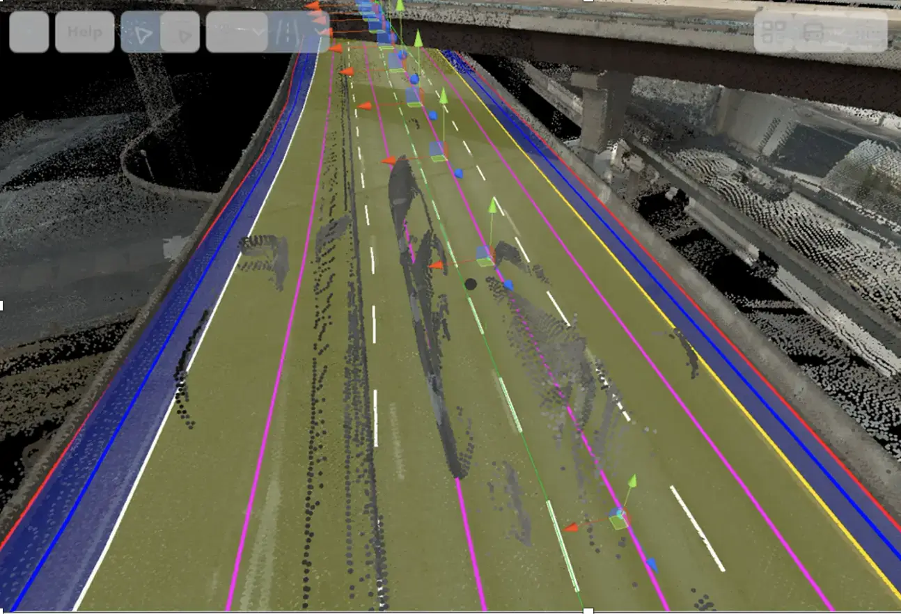 Road infrastructure with mapping data visualization
